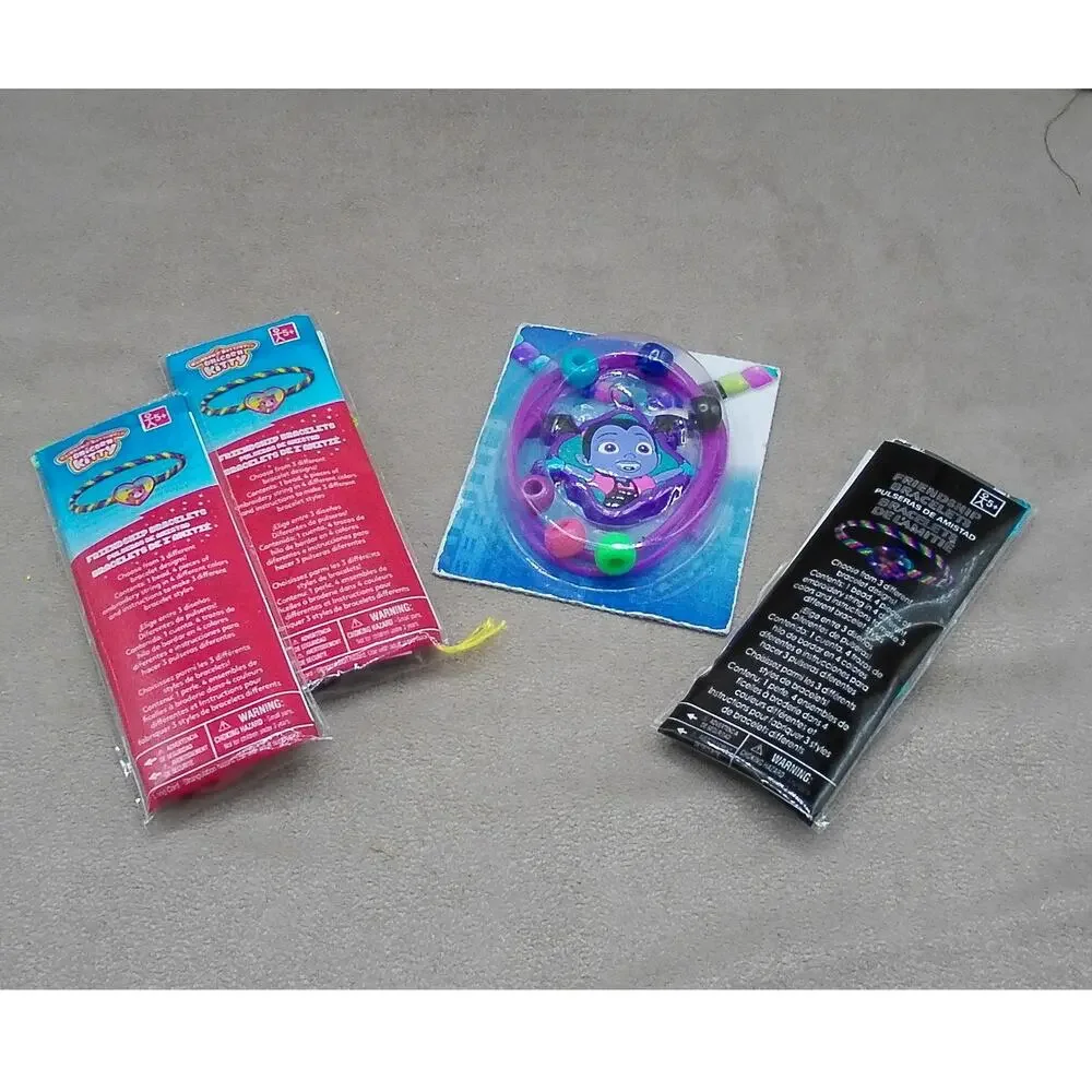 Friendship Bracelet and Necklace Party Favor Lot: Uni-Kitty, Trolls, Vampirina